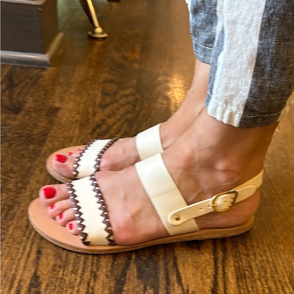 Ancient Greek Clio Strap Sandals White Leather - Picture 2 of 8